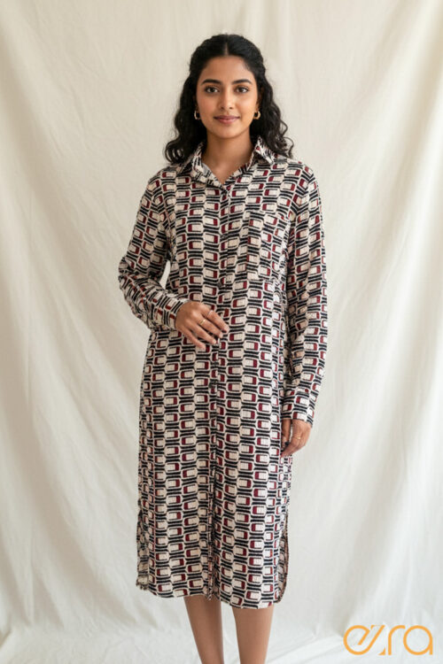 Long sleeve printed dress